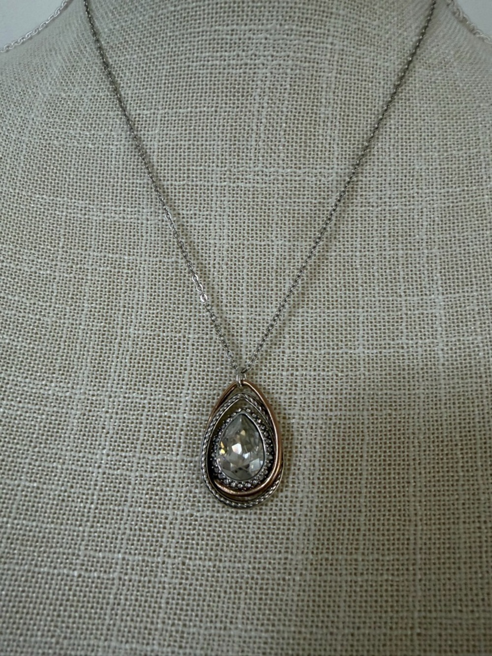 Authentic Brighton Silver Tone Clear Crystal Neptunes Rings Gem Necklace - Picture 1 of 8